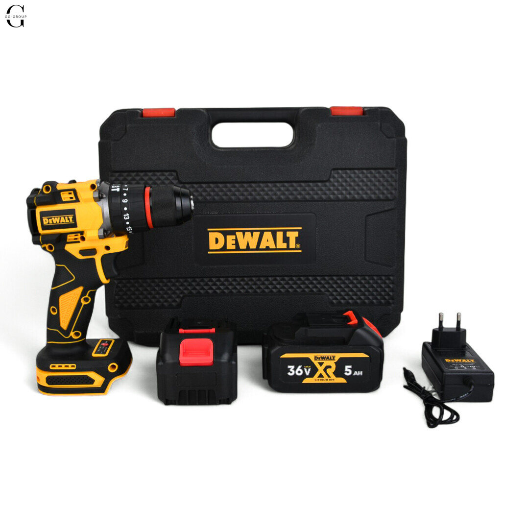 Шуруповерт DeWALT36V Безщітковий + 2 АКБ 5Ah + Металевий патрон 